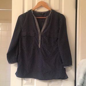 Navy polka dot blouse